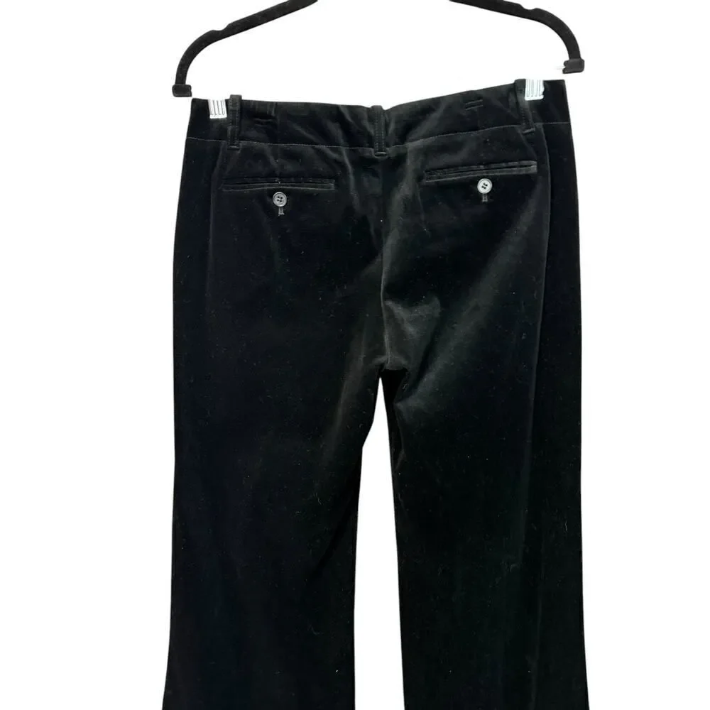 Theory Women’s Black Velvet Low Rise Wide Leg Pleated Pants Size 6